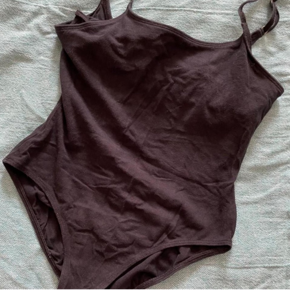 Danskin Size L Black Spaghetti Strap Leotard / Bodysuit